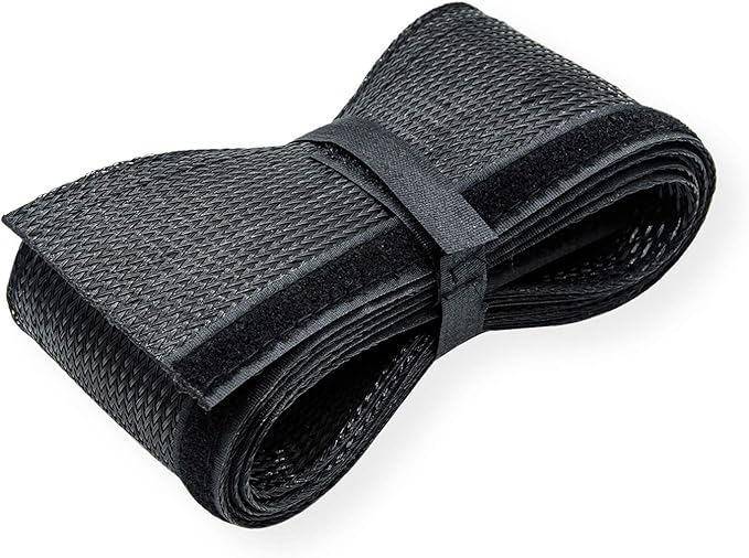 Bild von ROLINE PVC Gewebeschlauch für Kabelbündelung, mit Klettband, schwarz, 2,5 m