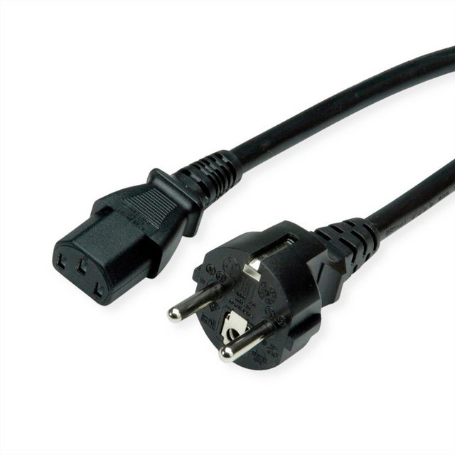 Bild von ROLINE Netzkabel, IEC-Buchse & CEE7/7-Stecker gerade Stromkabel, Schutzkontakt, CEE 7/7, Typ-E/F Männlich (Stecker), IEC320 C13, Kaltgeräte, 10A Weiblich (Buchse) (300.0 cm)