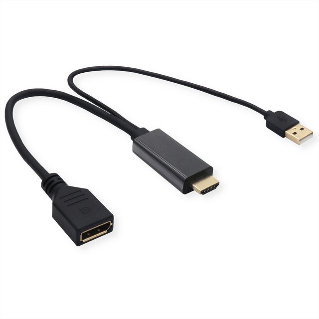 Bild von VALUE 4K HDMI-DisplayPort Adapter, v1.2 Audio- & Video-Adapter HDMI Typ A Männlich (Stecker) zu DisplayPort Weiblich (Buchse), 30.0 cm, HDMI ST - DP BU