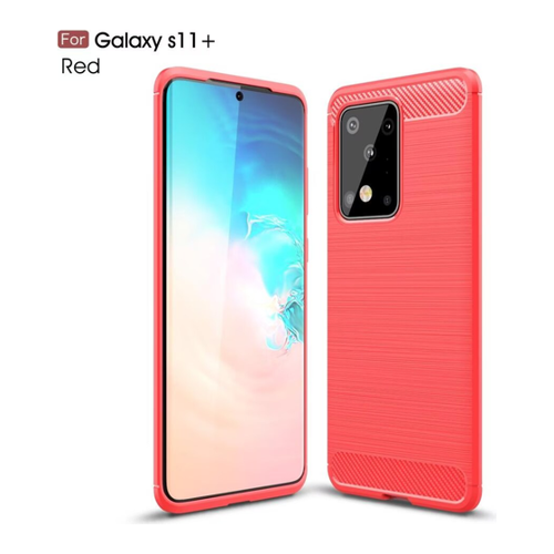 Bild von Cover-Discount Galaxy S20 Ultra - Silikon Case Metall Carbon Look rot