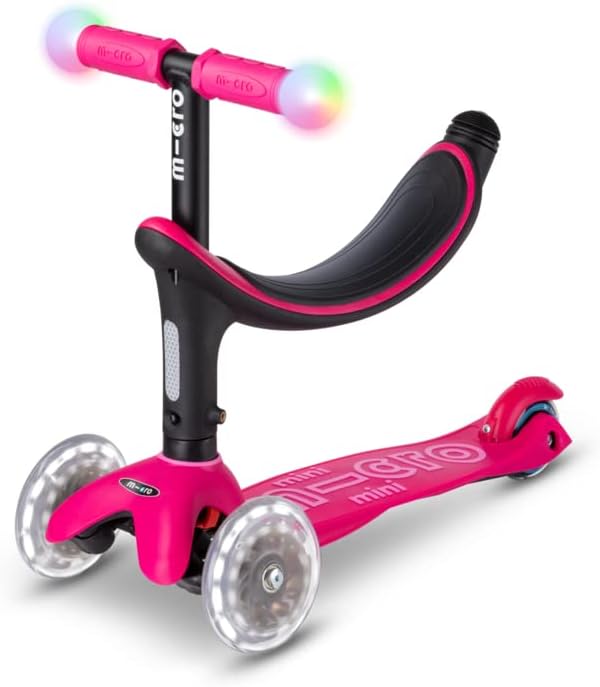 Bild von Micro Mobility micro mini2grow deluxe magic 4 in 1 mit LED Rollen, Schubstange, Laufrad Scooter, ab 12 Monaten in der Farbe Rose, MMD359