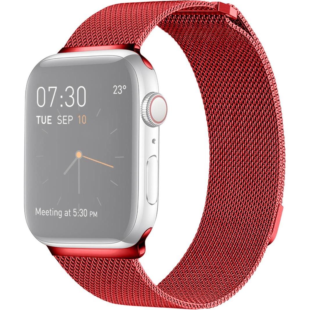 Bild von Cover-Discount Apple Watch 42 / 44mm - Milanaise Edelstahl Armband rot (42 mm, 44 mm, Edelstahl, Apple Watch Series 1, Apple Watch Series 6, Apple Watch SE, Apple Watch Series 2, Apple Watch Series 3, Apple Watch Series 4, Apple Watch Series 5), Uhrenarmband, Rot