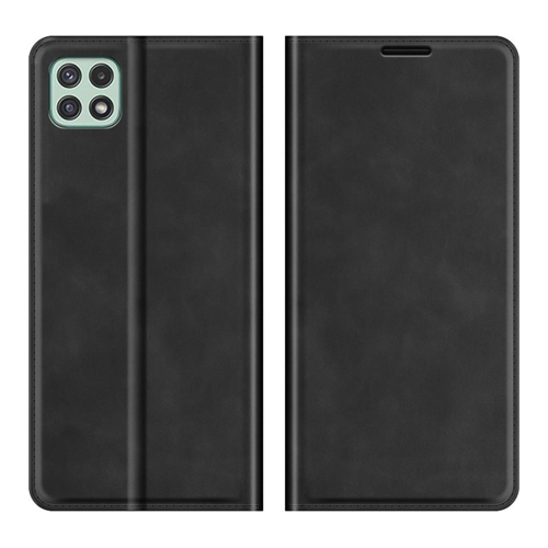 Bild von Cover-Discount Galaxy A22 5G - Seidige Stand Flip Case Hülle schwarz