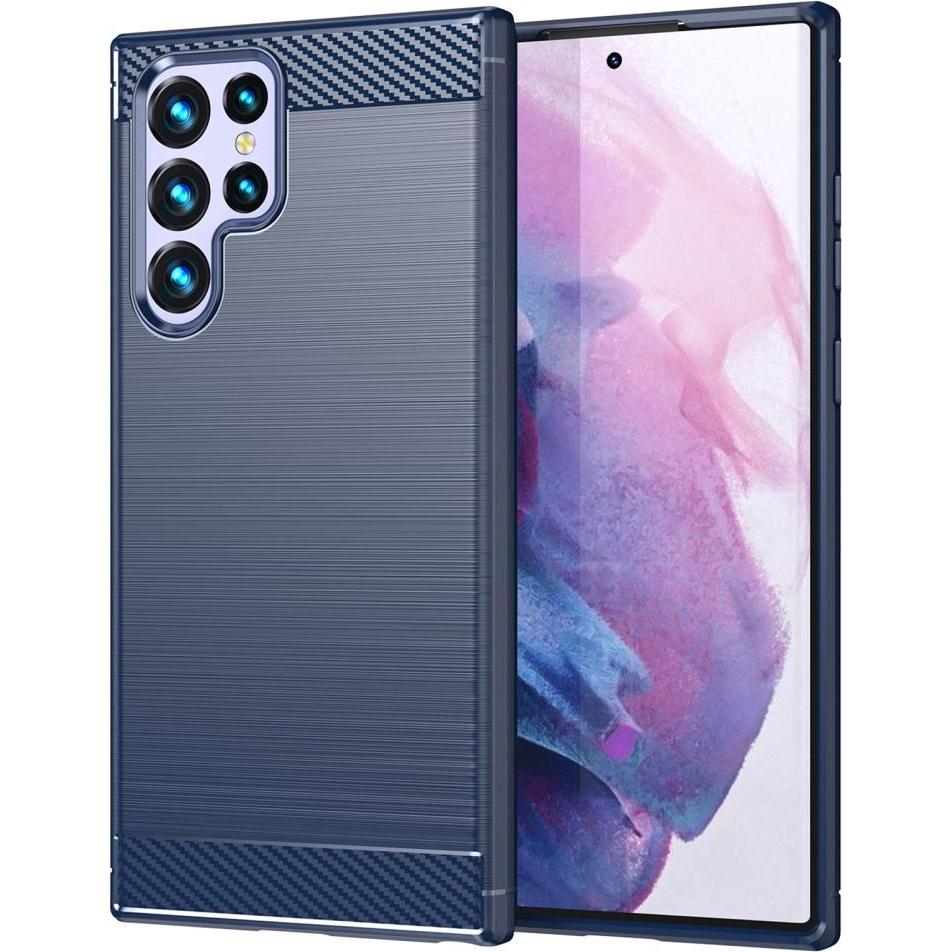 Bild von Cover-Discount Galaxy S22 Ultra - Metall Carbon Look Hülle blau (Samsung Galaxy S22 Ultra), Smartphone Hülle, Blau