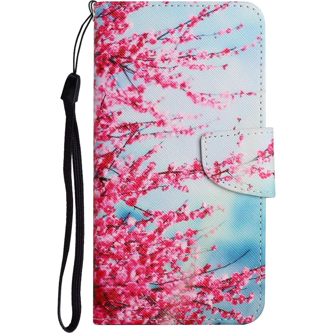 Bild von Cover-Discount iPhone SE / 8 / 7 - Leder Hülle Kirschenblüten (Apple iPhone 7, Apple iPhone 8, Apple iPhone SE), Smartphone Hülle, Mehrfarbig