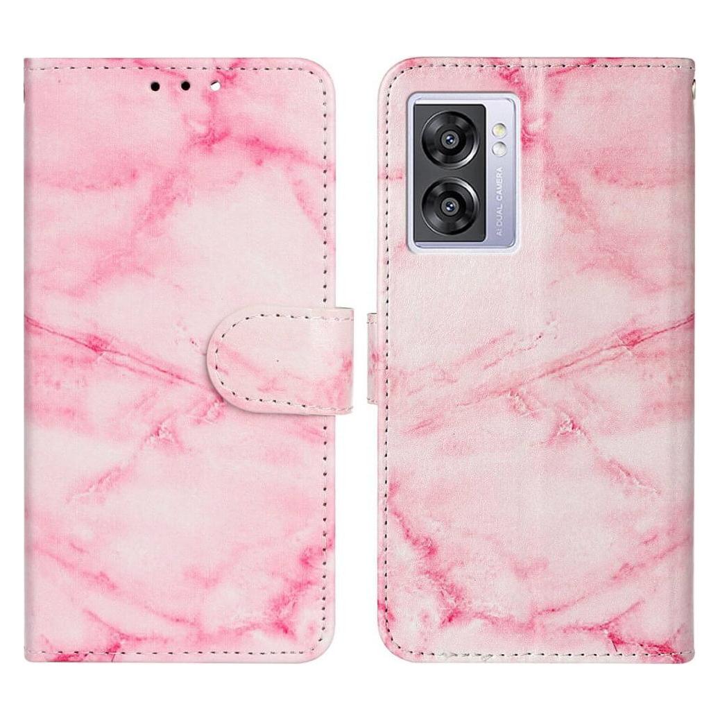 Bild von Cover-Discount OPPO A57s - Leder Hülle pink Marble (Oppo A57s), Smartphone Hülle, Rosa