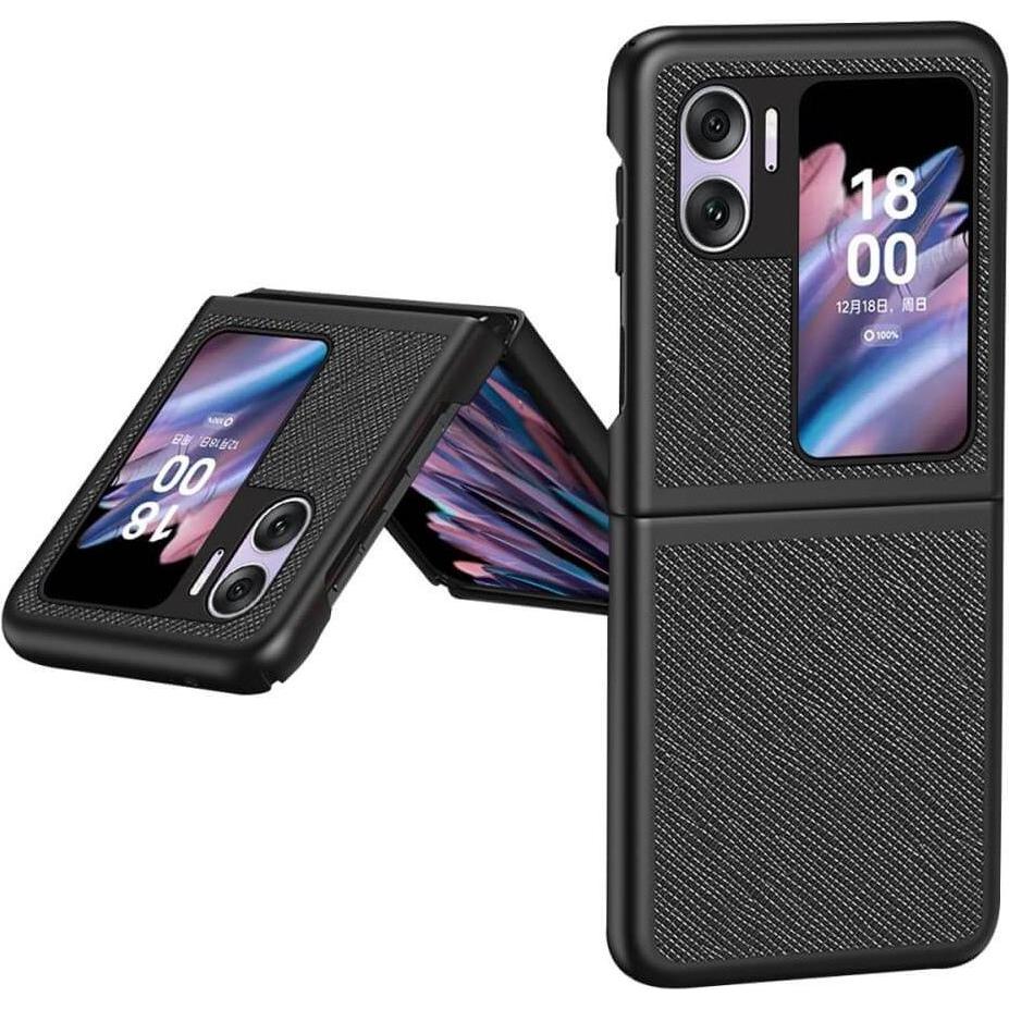 Bild von Cover-Discount OPPO Find N2 Flip - Cross Textur Schutzcase schwarz (Oppo Find N2 Flip), Smartphone Hülle, Schwarz