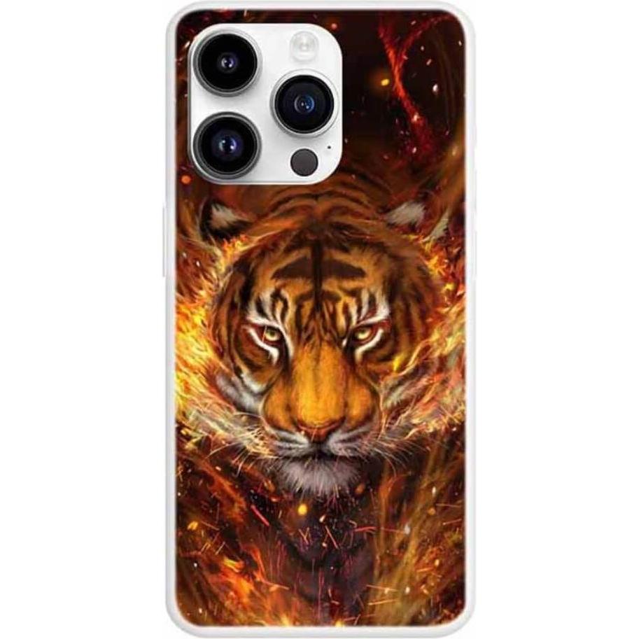 Bild von Cover-Discount iPhone 15 Pro - Ultra Slim Silikon Hülle Flame Tiger (Apple iPhone 15 Pro), Smartphone Hülle, Orange