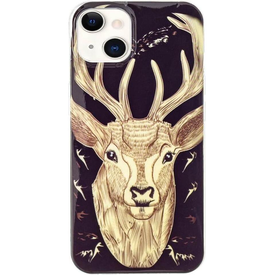 Bild von Cover-Discount iPhone 15 - Nachtleuchtende Silikon Hülle Hirsch (Apple iPhone 15), Smartphone Hülle, Braun