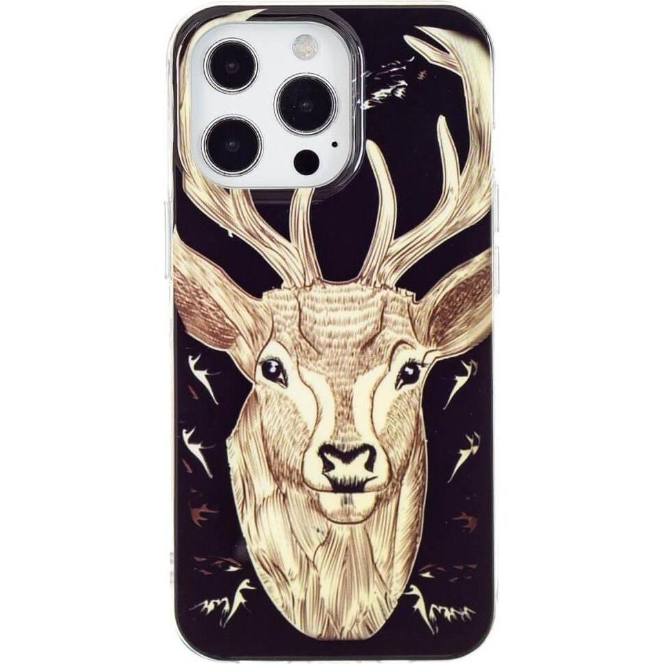 Bild von Cover-Discount iPhone 15 Pro Max - Nachtleuchtende Silikon Hülle Hirsch (Apple iPhone 15 Pro Max), Smartphone Hülle, Braun