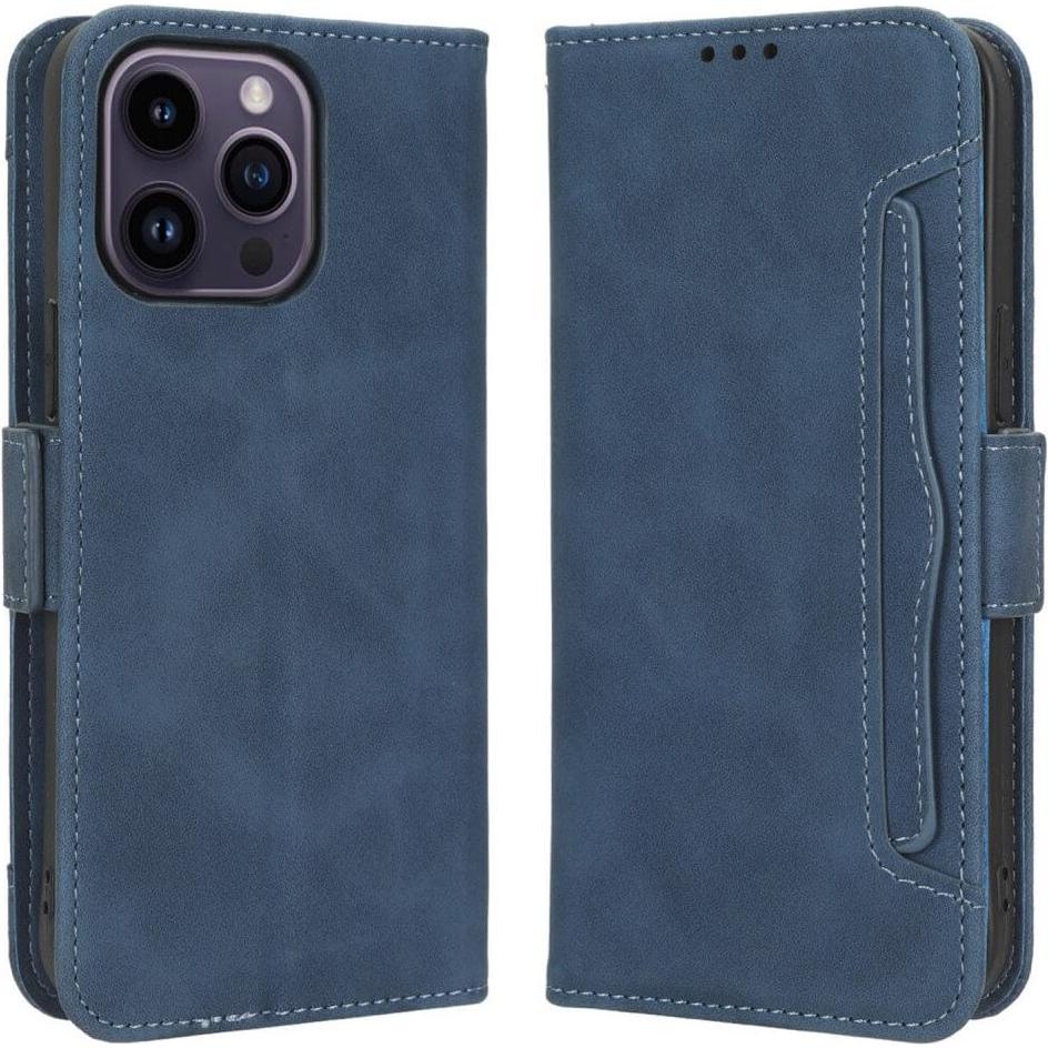 Bild von Cover-Discount iPhone 15 Pro Max - Etui mit vielen Kartenfächer blau (Apple iPhone 15 Pro Max), Smartphone Hülle, Blau