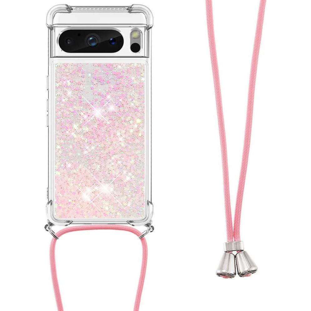 Bild von Cover-Discount Google Pixel 8 Pro - Glitzer Hülle mit Umhängeband rosa (Google Pixel 8 Pro), Smartphone Hülle, Rosa
