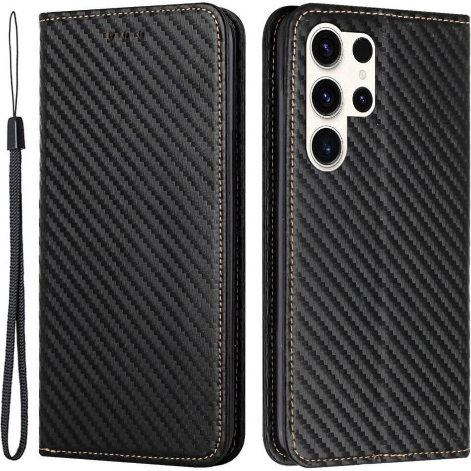 Bild von Cover-Discount Galaxy S24 Ultra - Carbon Look Flip Case schwarz (Galaxy S24 Ultra), Smartphone Hülle, Schwarz