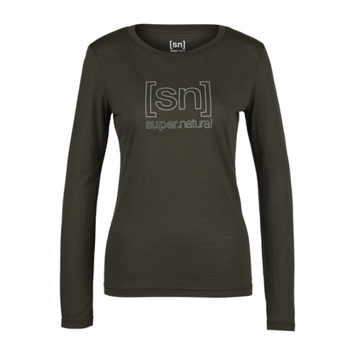 Bild von super.natural Women's The Essential Logo L/S Longsleeve - Oliv