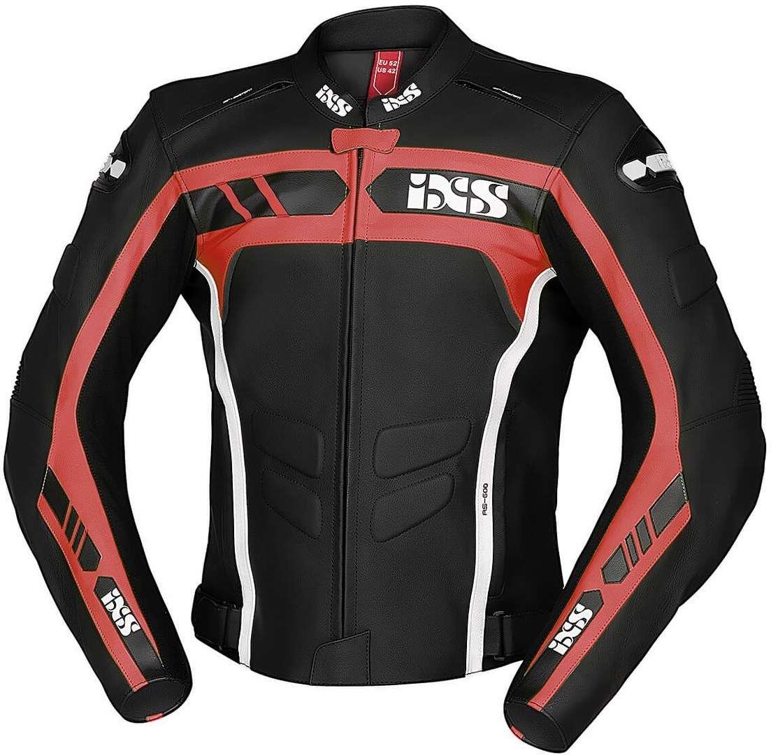 Bild von IXS Sport RS-600 1.0 Motorrad Lederjacke, schwarz-weiss-rot, Größe 48 für Männer