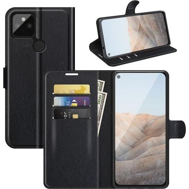 Bild von MU Classic Litchi Leder Bookcover Series (Google Pixel 5a), Smartphone Hülle, Schwarz
