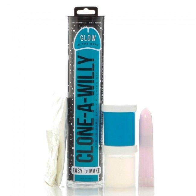 Bild von Clone-A-Willy Penisabdruckset mit Vibration - blau - Leuchtet im Dunkeln