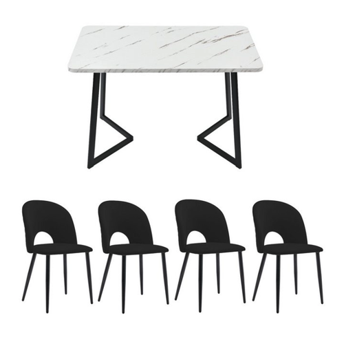 Bild von YNOFIT Essgruppe 117×68cm Esstisch mit 4 Stühlen (5-tlg) - Moderner Küchentisch Set