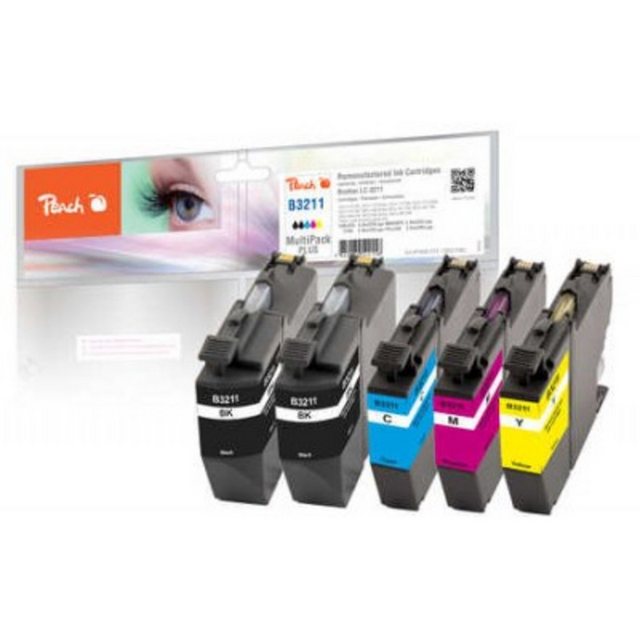 Bild von Peach B3211 Spar Plus Pack Druckerpatronen (2*bk, c/m/y) ersetzt Brother LC-3211 für z.B. Brother DCPJ 572 DW, Brother MFCJ 895 DW, Brother DCPJ 770 (wiederaufbereitet)