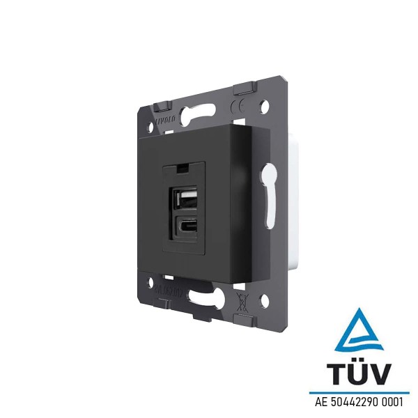 Bild von 1-faches USB-A & USB-C Modul schwarz VL-USB-AC-12 LIVOLO