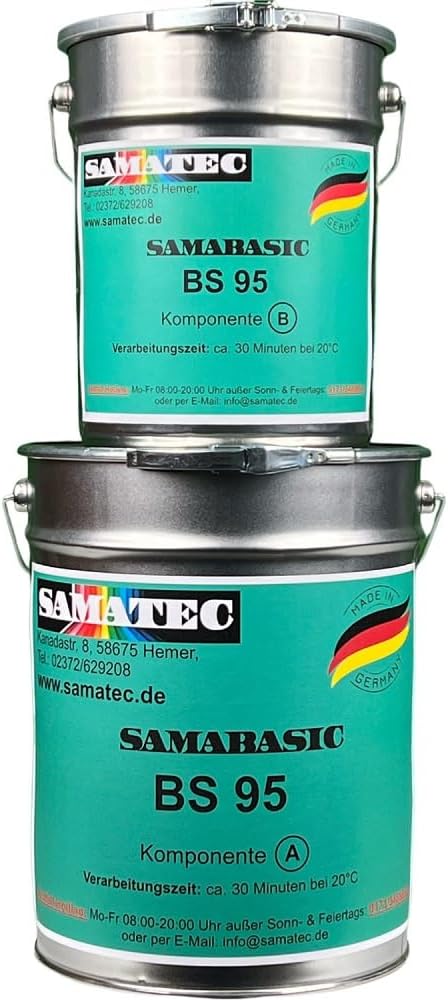 Bild von Samatec Harzfarbe Bodenbeschichtung Garagenfarbe BS95 Bodenfarbe 2K Epoxidharz inkl. VSK, matt, weichmacherbeständig, hochbelastbar, lösemittelfrei