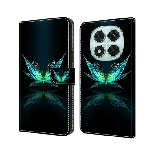 Bild von CLM-Tech Handytasche für Xiaomi Redmi Note 14 PRO 5G Hülle aus PU-Leder Klapphülle (schwarz türkiser Schmetterling, Handyhülle mit Standfunktion - Wallet Flip Case inklusive Kartenfächer), Cover mit Magnetverschluss - Xiaomi Redmi Note 14 Pro 5G Schutzhülle