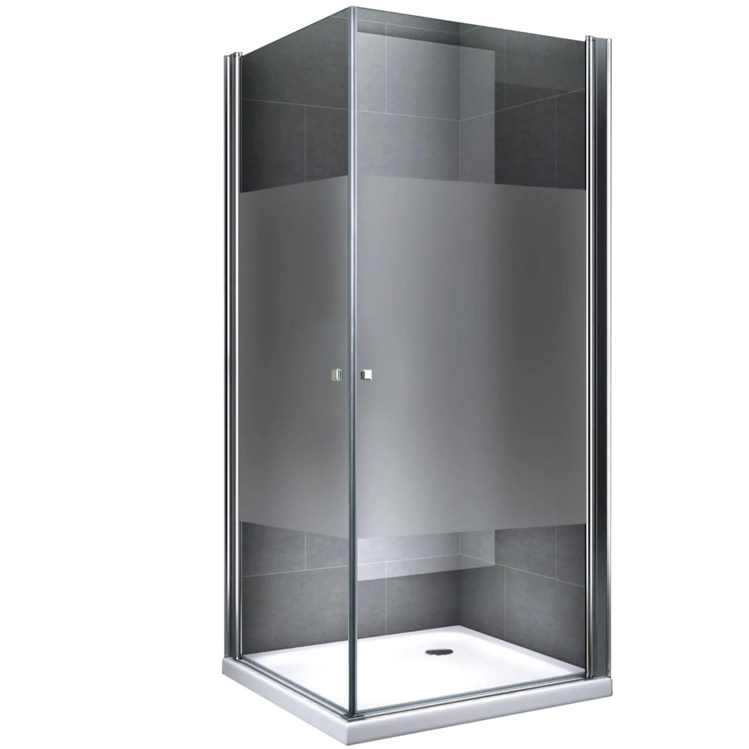 Bild von Dein Bau Projekt Dusche Glasdusche Teilsatiniert 100 x 195 x 100 cm m. Wanne