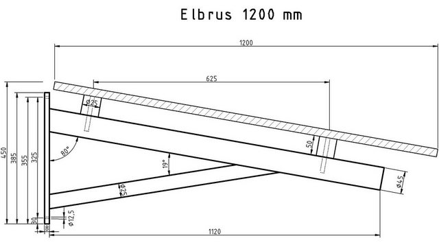 Bild von Dein Bau Projekt Glasvordach Elbrus Klarglas VS-Glas 150 x 120 cm