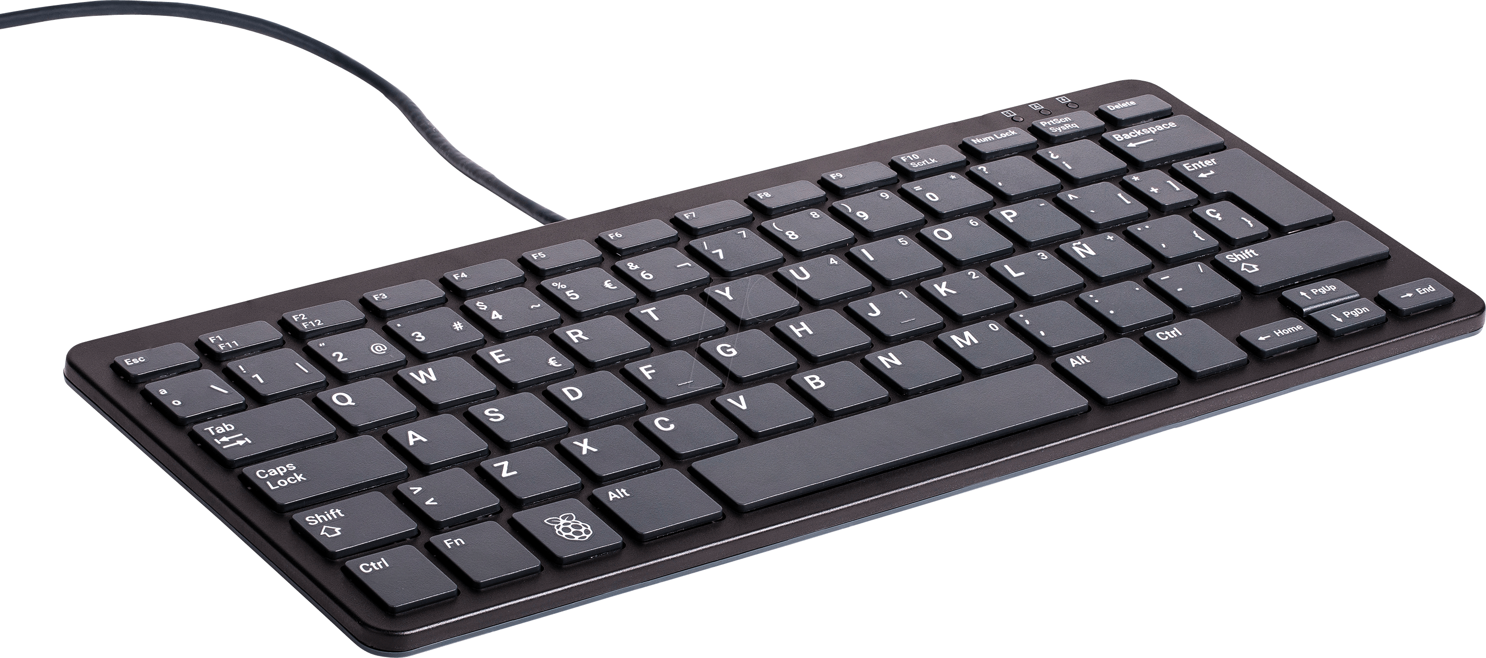 Bild von Raspberry Pi® RPI-KEYB (ES)-BLACK/GREY USB Tastatur Spanisch, QWERTY Schwarz, Grau USB-Hub