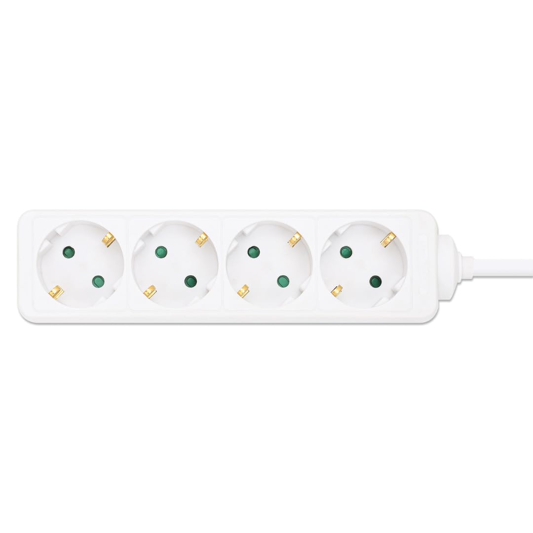 Bild von Manhattan Power Distribution Unit EU (2-pin), x4 gang/output, 2m cable, 16A, White, Extension Lead, PDU, Power Strip, Three Year Warranty - Steckdosenleiste - AC 220-250 V - 3680 Watt - Eingabe, Eingang Typ F - Ausgangsanschlüsse: 4 (Typ F)