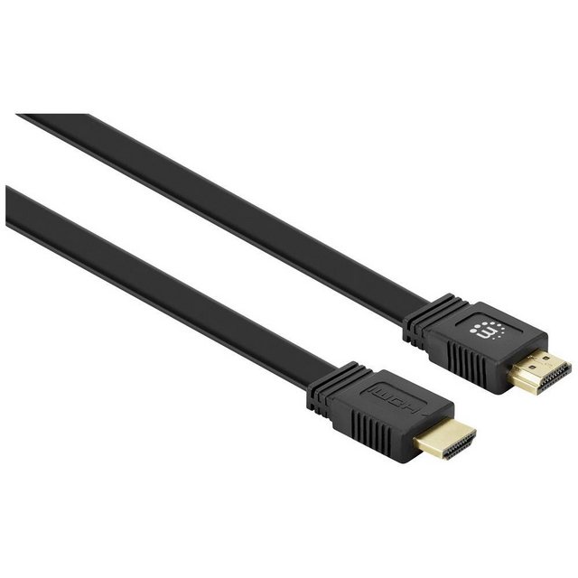 Bild von MANHATTAN Flaches High Speed HDMI-Kabel mit Ethernet-Kanal HDMI-Kabel, 4K UHD, doppelt geschirmt, flach, Flache Ausführung