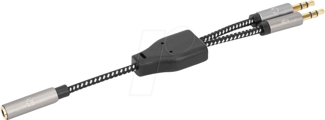 Bild von Manhattan Adapter Audioadapter Y-Audiosplitter 3.5mm Klinke Buchse auf Klinke Stecker Schwarz vergoldete Kontakte