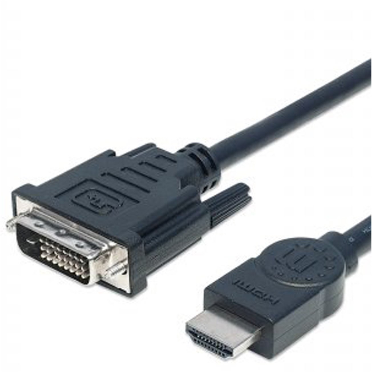 Bild von MANHATTAN HDMI auf DVI-Kabel, HDMI-Stecker auf DVI-D 24+1 HDMI-Kabel, vergoldete Steckkontakte, UL-zertifiziert