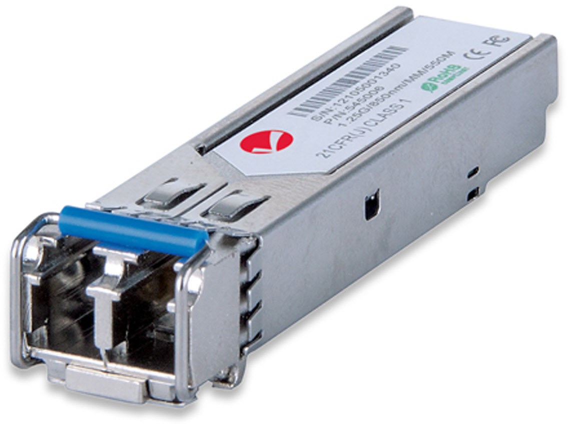 Bild von Intellinet Transceiver Module Optical, Gigabit Ethernet SFP Mini-GBIC, 1000Base-Sx (LC) Multi-Mode Port, 550m,MSA Compliant, Equivalent to Cisco GLC-SX-MM, Three Year Warranty - SFP (Mini-GBIC)-Transceiver-Modul - GigE - 1000Base-SX - LC Multi-Mode - 850 nm