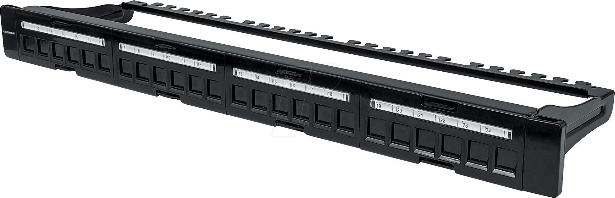 Bild von Intellinet Patchpanel 24 Port unbestueckt 1 HE nummerierte Ports abnehmbare Kabelmanagementleiste, Server Zubehör, Schwarz