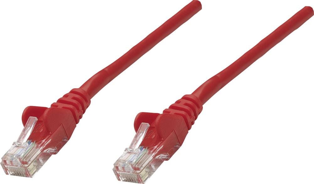 Bild von 15.00m Intellinet Cat. 6 Patchkabel S/FTP RJ45 Stecker auf RJ45 Stecker Rot Knickschutzelement / Kupfer / LSOH / Rastnasenschutz