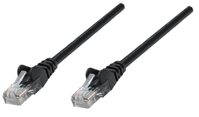 Bild von 0.25m Intellinet Cat. 6 Patchkabel S/FTP RJ45 Stecker auf RJ45 Stecker schwarz Knickschutzelement / Kupfer / LSOH / Rastnasenschutz
