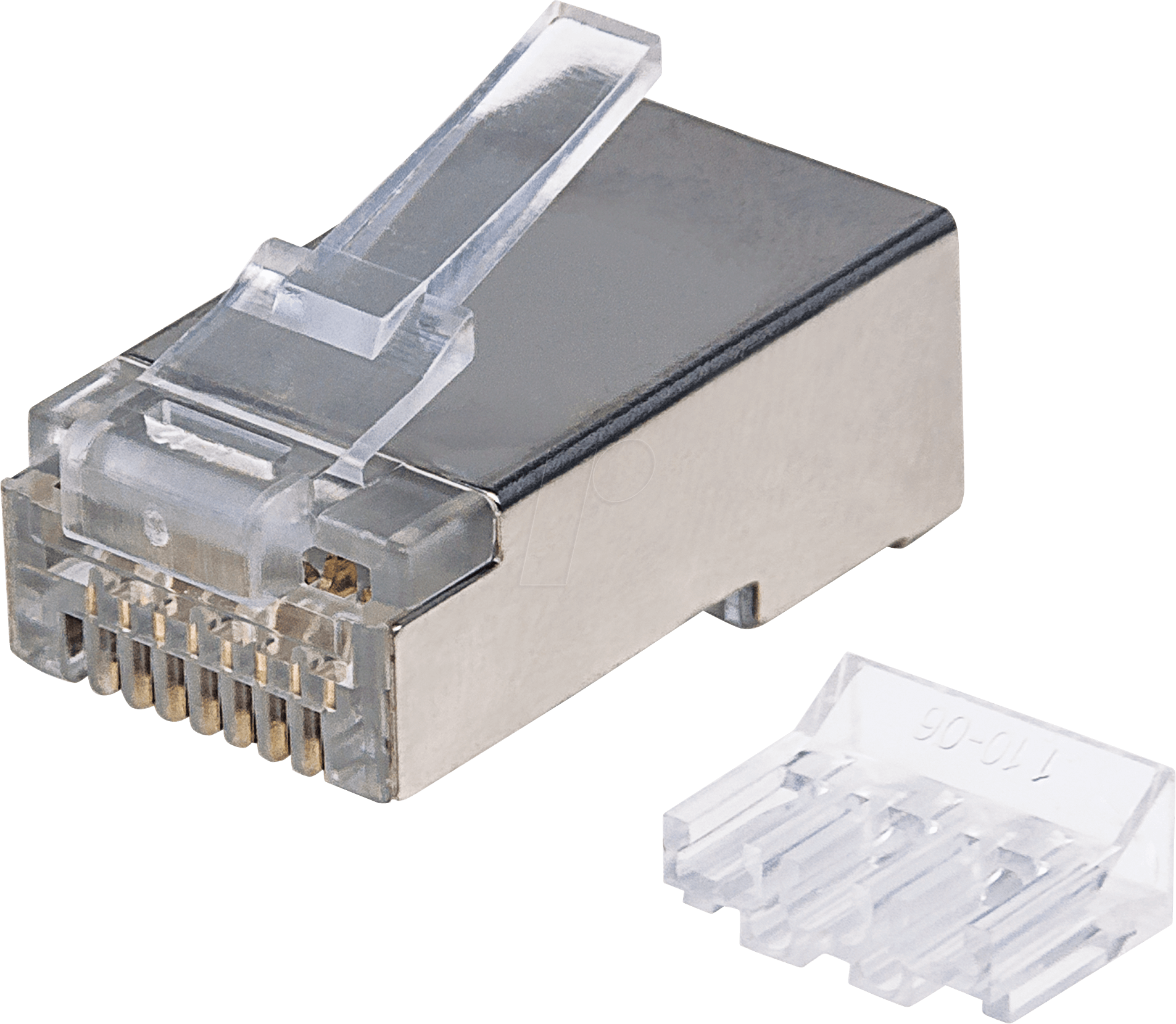 Bild von Intellinet 90er-Pack Cat6A RJ45-Modularstecker (STP, 2-Punkt-Aderkontaktierung, für Litzendraht) 790697 grau