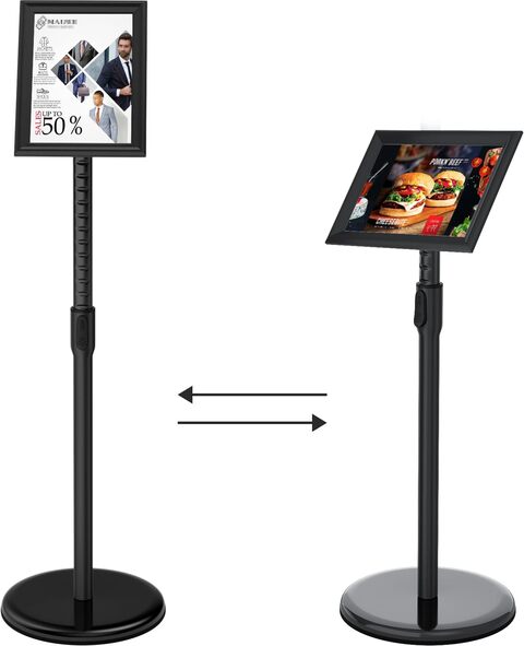 Bild von Infoständer DIN A4 210x297mm Höhenverstellbar Edelstahl informationsständer Aufsteller Kundenstopper Plakatständer Präsentationsständer Werbeständer (Schwarz, A4) FoxRose