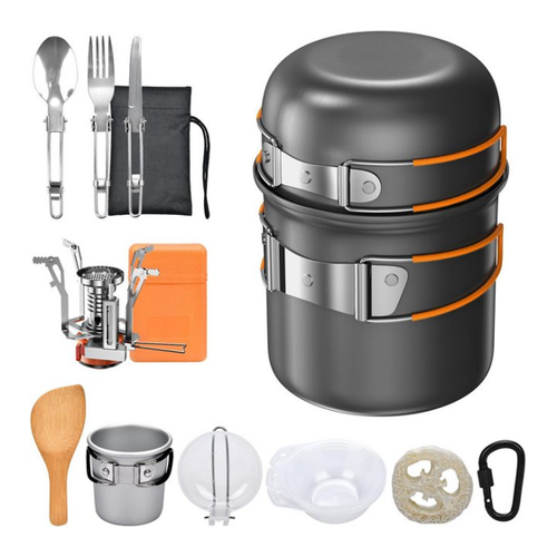Bild von Kityhome Topf-Set Geschirr-Set, Gaskocher Camping Kochset 15-teilig