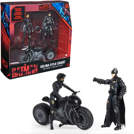 Bild von DC Comics Batman The Batman 10cm Spielset mit Batman-, Selina Kyle-Actionfiguren und Selina Kyle-Bike inkl. Accessoires zum Batman-Kinofilm