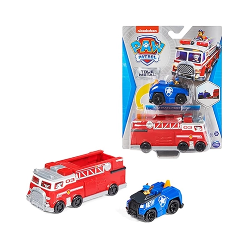 Bild von Spin Master Spielfahrzeug Paw Patrol True Metal Team 2er Set Feuerwehrwagen und Polizeiauto mit Chase