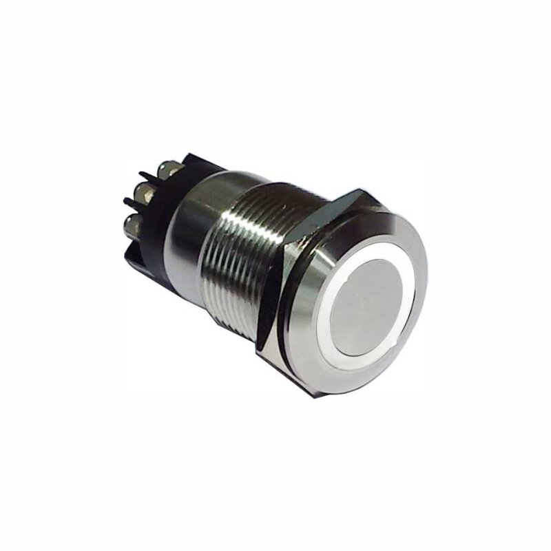 Bild von Klingeltaster Drucktaster 19mm weiß Ringbeleuchtet 6 Pin...