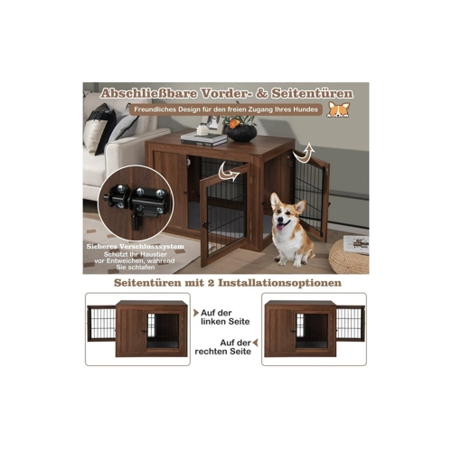 Bild von COSTWAY Hundekäfig 2 in1 Hundehütte Beistelltisch für S/M Haustier