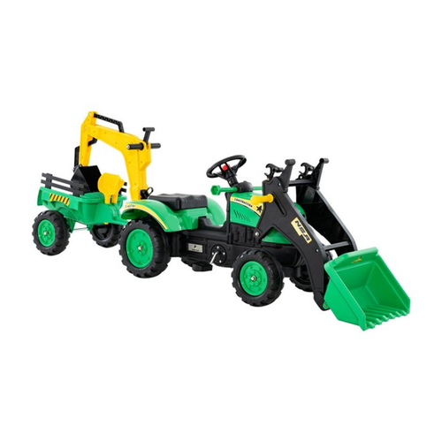 Bild von COSTWAY Trettraktor Bagger mit Abnehmbarer Anhänger & Grabschaufel