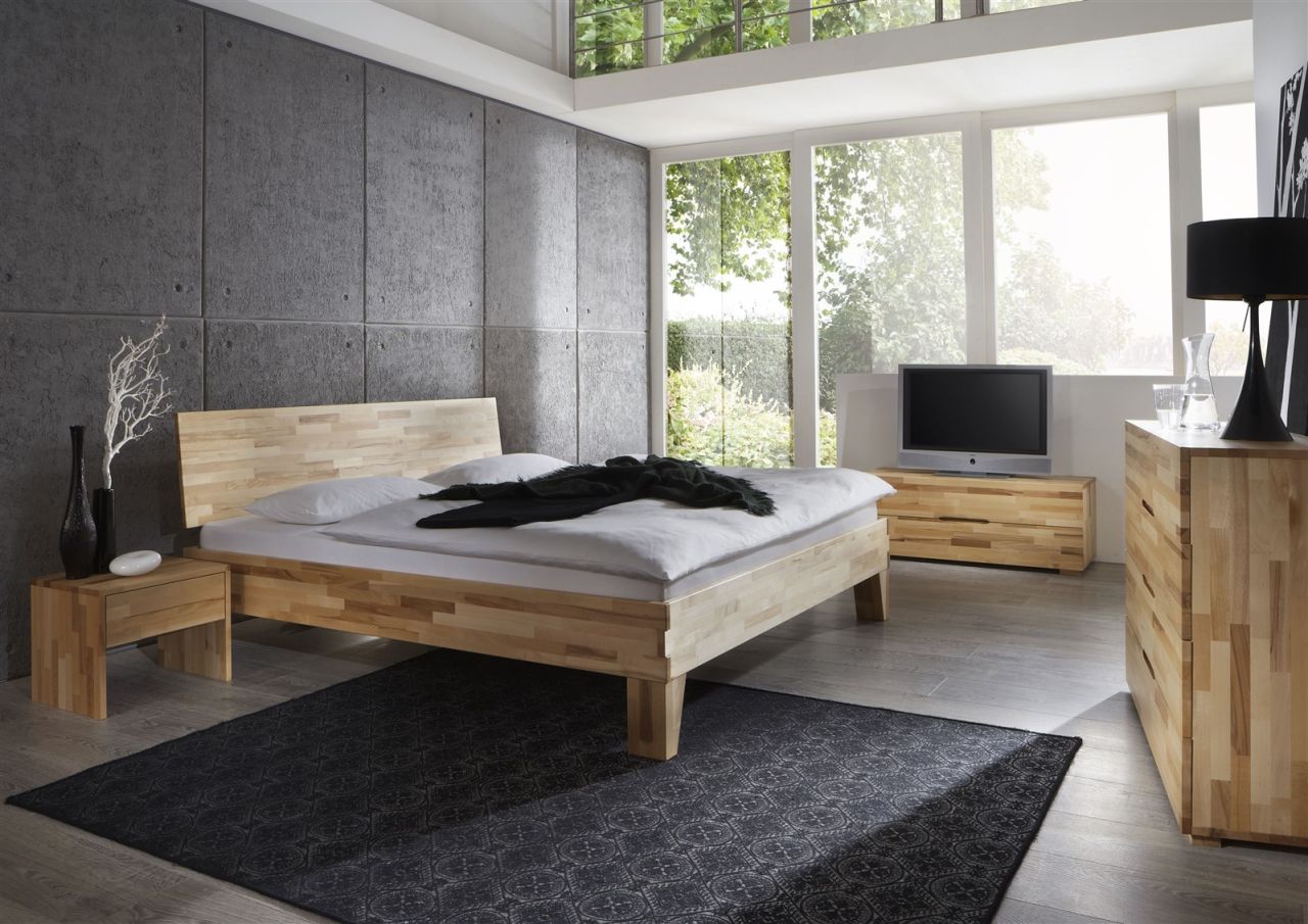 Bild von Massivholzbett Schlafzimmerbett -Sierra XL -Bett Kernbuche 140x220 cm