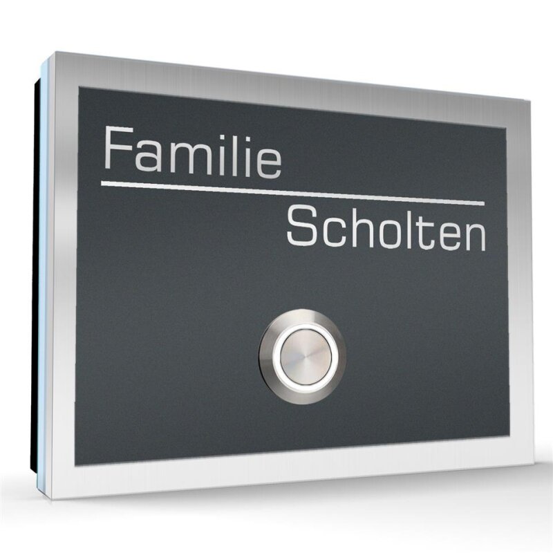 Bild von Aufputz Edelstahl Türklingel 130x100mm anthrazit mit LED Taster Hansi
