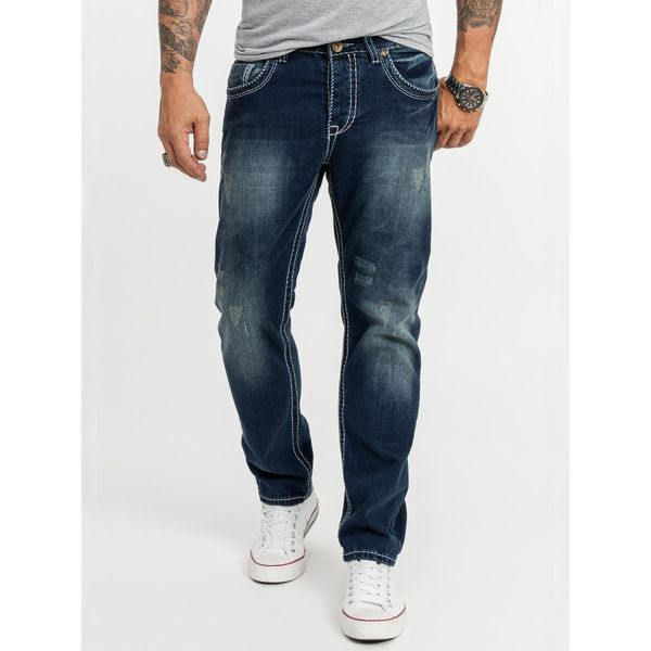 Bild von Rock Creek Straight-Jeans Herren Jeans Stonewashed dicke Naht RC-2056