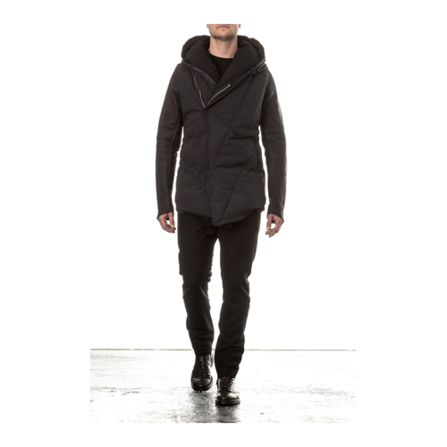 Bild von 10sei0otto Herren Leder Daunenjacke mit Kapuze schwarz