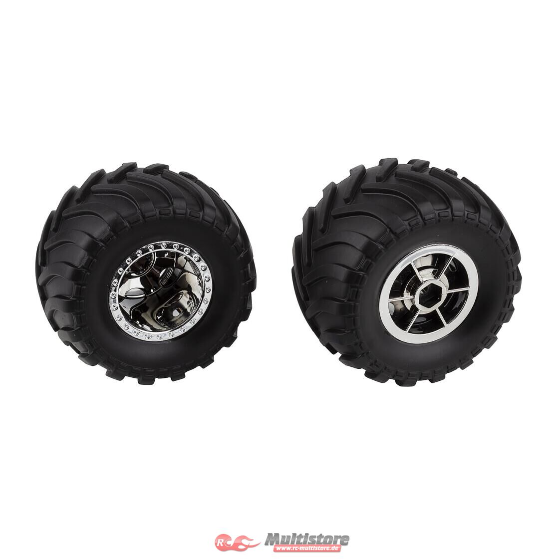 Bild von Team Associated MT12 Wheels and Tires, chrome / AE41104